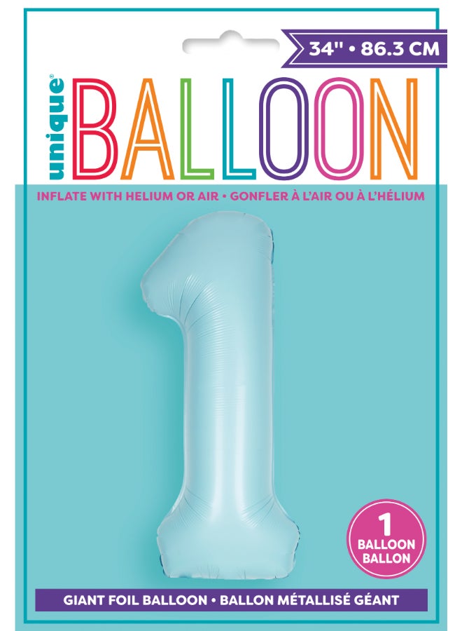 Unique 34" Matte Blue 1 Foil Balloon - Image 2